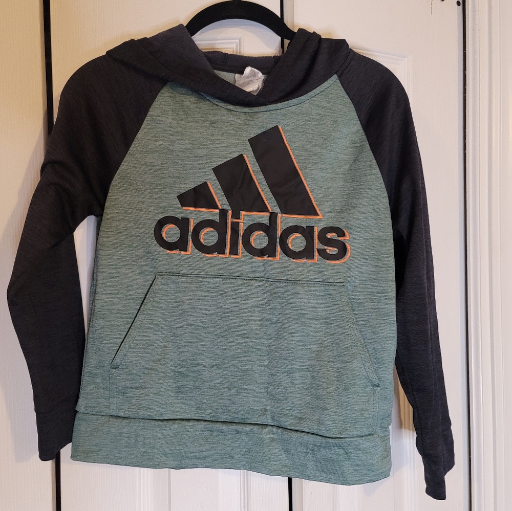 Adidas aqua and black hoodie hooded sweatshirt kids boys girls size small or 8